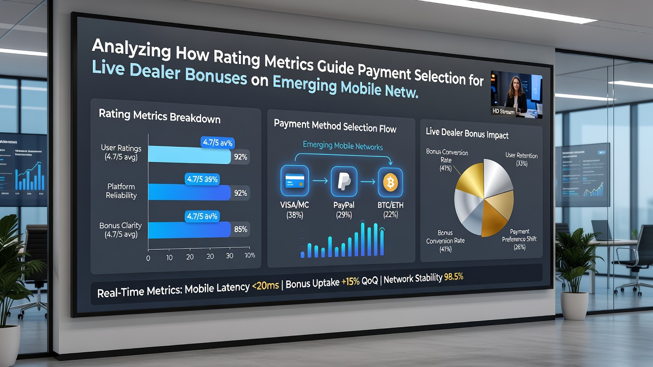 Live dealer interface on mobile with overlaid payment rating indicators and bonus eligibility markers