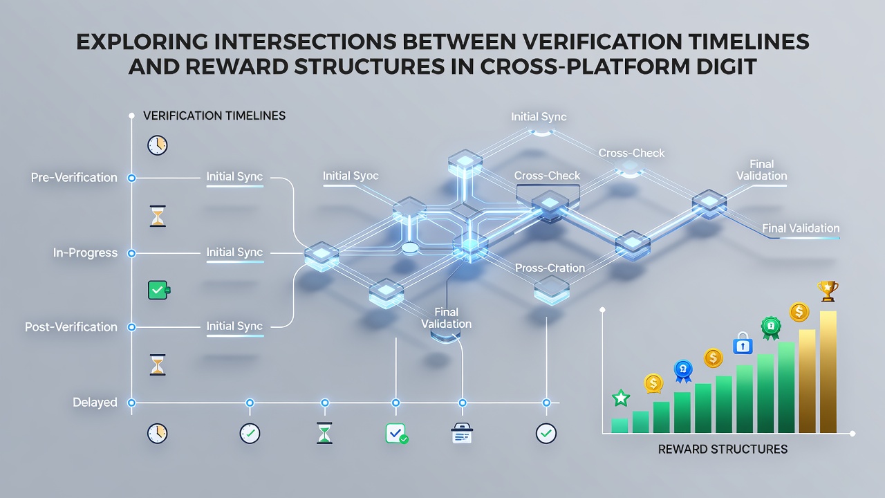 Data visualization of verification timelines intersecting with reward activation across multiple gaming devices