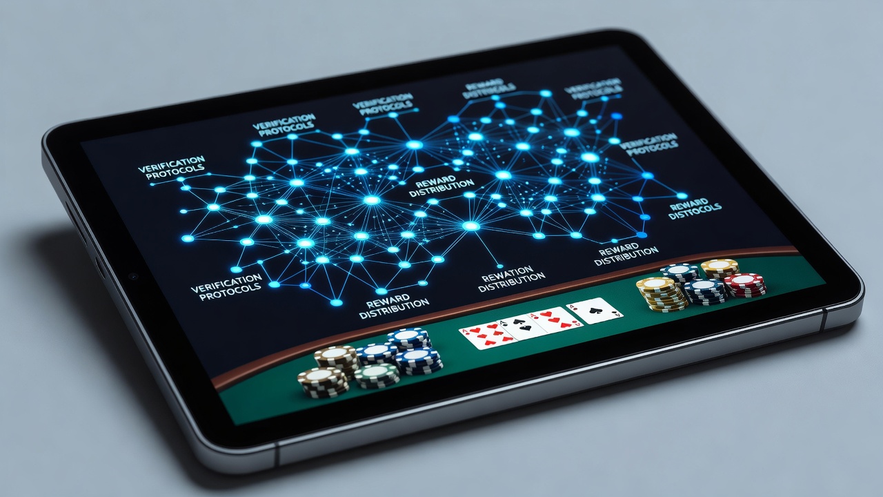 Mobile table game interface showing verification prompts and reward allocation on a portable device